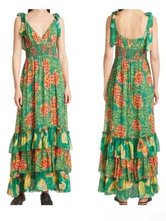 FARM Rio Dresses & Skirts - NWT FARM RIO Pineapple Galore Smocked Waist Maxi Dress L